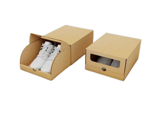 Shoes Packaging Box - Virgin Kraft Paper, 11 X 9 X 5 Inch, Brown, Double Wall 5 Ply, Laminated Coating, Lithography/Offset Printed, 2.5 Kg Capacity