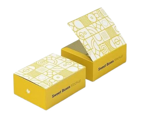 Sweet Packaging Box - Kraft Paper, < 2 Kg Weight Holding Capacity, Multi Color, Square Shape | Food Grade, Disposable, One-piece Tuck Top Design