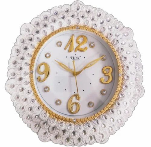 White Plastic Wall Clock - 14 Inch, Round Shape | Analog Design for Home and Office Use, Good Quality Finish