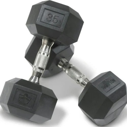 Round Rubber Dumbbells - Non-Adjustable Design | Ideal for Strength Gain, Muscle Toning, Commercial Use