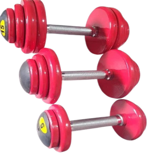 Red Round Cast Iron Dumbbells - Non-Adjustable | Gain Strength, Tone Up Muscle, Commercial Grade Fitness Equipment