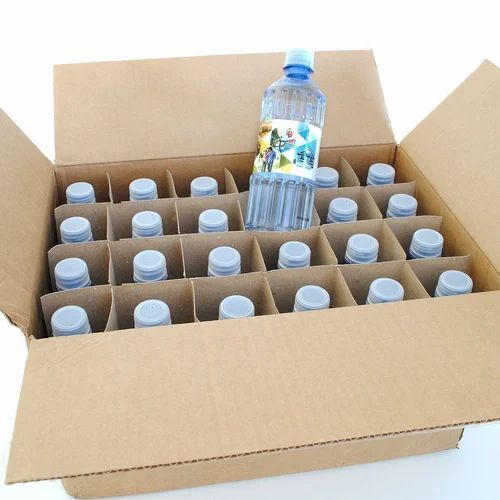 Water Bottle Packaging Box - Paper Material, 6.5 x 3.5 x 2 Inch, Brown Color | Rectangular Shape, Weight Holding Capacity: < 5 Kg
