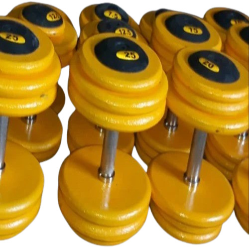 Round Cast Iron Dumbbells - Non-Adjustable, Manual Operation | Ideal for Muscle Gain, Strength Training, Commercial Grade Gym Equipment