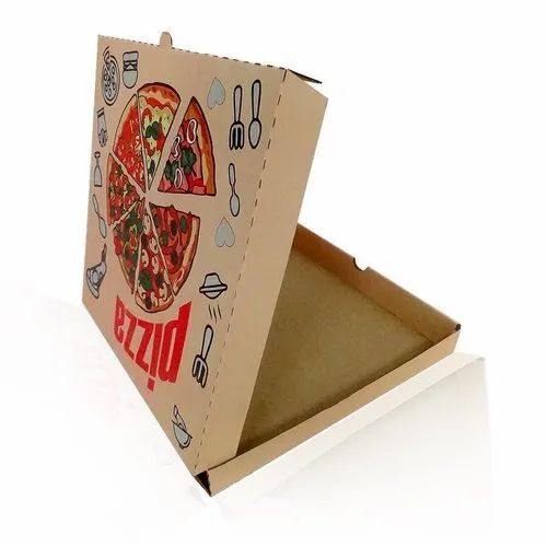 3 Ply Printed Pizza Corrugated Box - 60 GSM Brown Single Wall Liner, 5-10 Kg Weight Capacity | Eco-Friendly Recycled Material, Ideal for Pizza Packaging