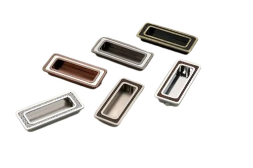 Black Door Pull Concealed Handle - Zinc Alloy, Silver Finish | For Home Use, Box Packaging, Quality Craftsmanship