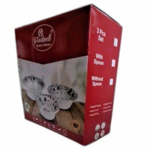 Bowl Packaging Box - Single Wall, 3 Ply, White Coated Recycled Liner 110 GSM, Textured Coating | Multi Color, Silkscreen Printing