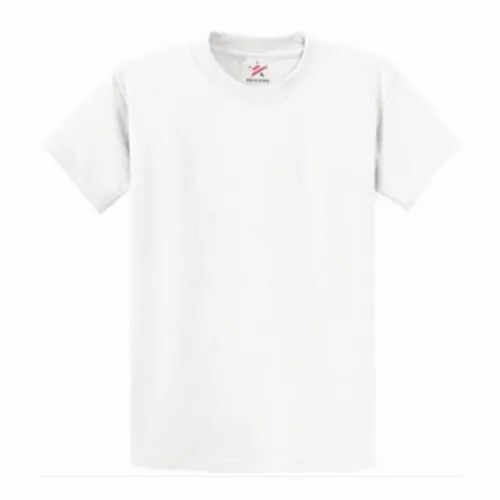 Cotton Poly Half Sleeve T-Shirt - Size S to XXL, White Color | Attractive Plain Design for Casual Wear