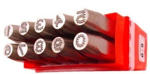 Dotted Low Stress Letter Punch Set - Durable Steel, Size 3mm to 12.5mm, Silver | Precision Marking, Rust Resistant, Ergonomic Handle, Compact Storage