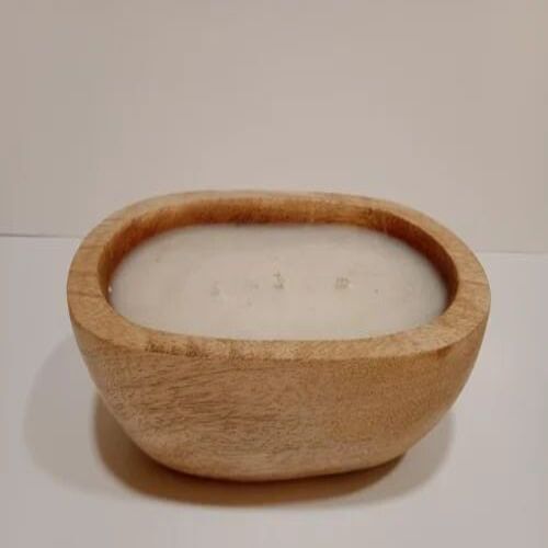 Dough Wooden Bowl Candle - Handmade Wood, 6x4 Inch Dimensions | Multicolor Fragrance and Custom Size Options