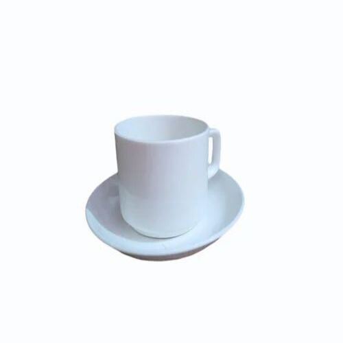 Ml Cup Saucer - Ceramic Material, 2 Pieces, White Color, Plain Design, Antique Style , Perfect Shape & Custom Size Options