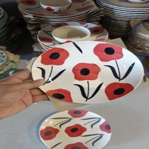 Mughal Ceramic Plate - Round Shape, Custom Size | Multicolor Antique Design with Perfect Glazing for Elegant Interior Decor