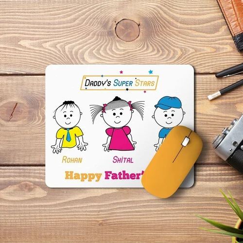 Customized Mouse Pad - Rubber Material, Medium Size, White Color | Multicolor Design, 200 gm Weight