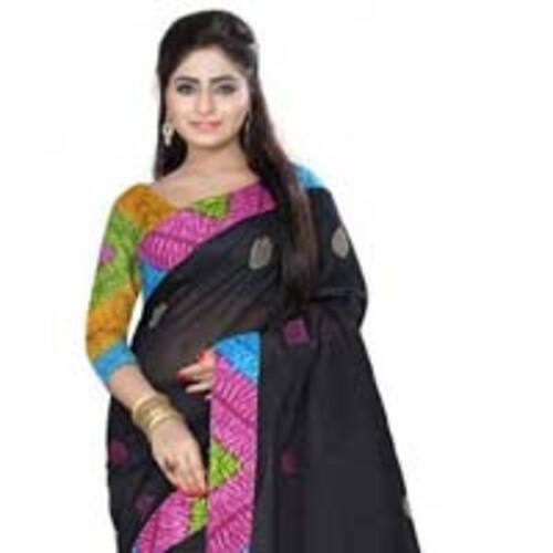 Cotton Designer Sarees - Printed Multicolor Fabric, Attractive Designs & Customized Size