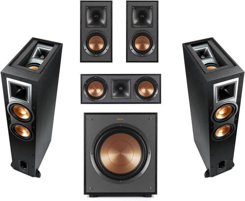 Klipsch Reference R-26FA 5.1 Home Theater Pack, Brushed Black Polymer Veneer 