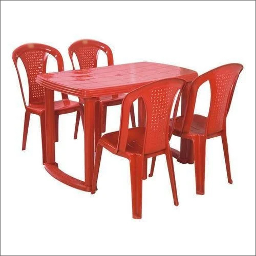 Plastic 4 Seater Dining Table - Artwork: Machine Made