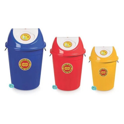 Plastic Swing Dustbin - Color: Blue