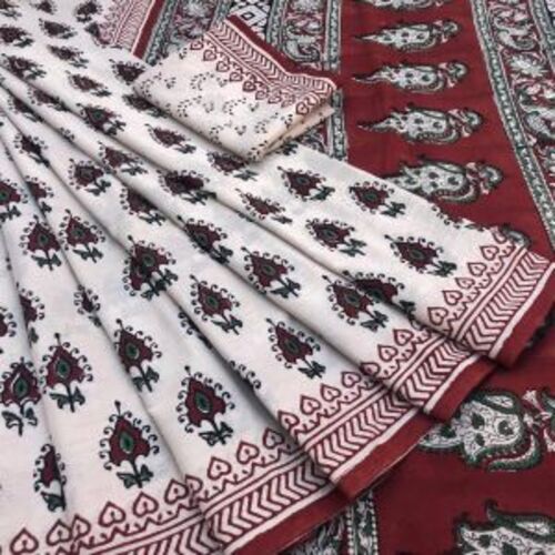 Printed Saree - Cotton Material, Multi Color | Customized Size, Attractive Designs for Party Wear
