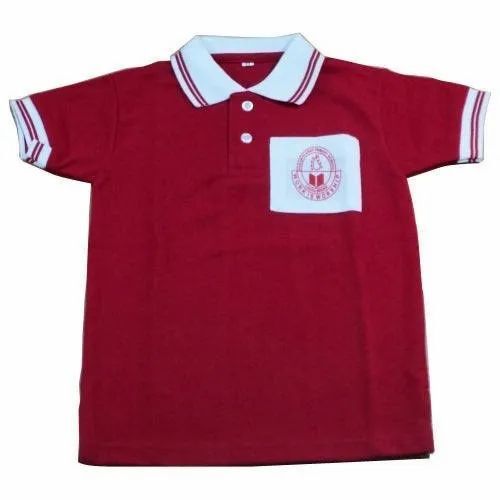 School T-Shirt - Cotton Material, Customized Size , Soft Fabric with Breathable, Quick Dry Features and Allover Print Logo