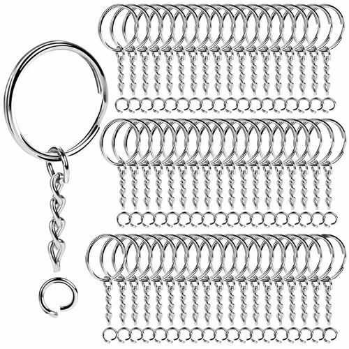Split Key Ring - Stainless Steel, Round Shape, Polished Finish, Customized Options Available, Colors: White & Black