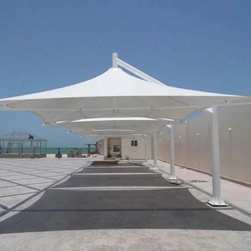 Tensile Membrane Structures - MS Frame, Panel Build, Galvanized Surface, White Color | Ideal for Carports, Hotels, Offices, Warehouses, Villas