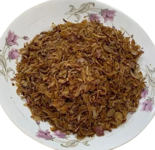 Brown Fried Onion Flakes - Dried Texture, 1Kg Packet | No Preservatives, 6 Months Shelf Life, Ideal for Cooking