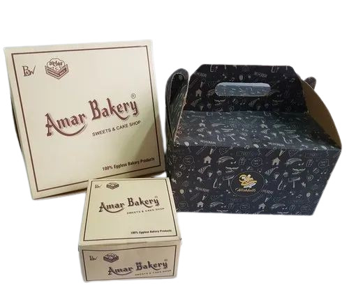 Cake Packaging Box - Paper Material, Square Shape, Multi Color, Designed For 1 Kg Capacity | Suitable For Plain And Printed Use