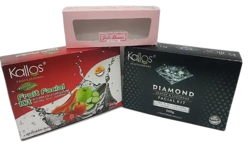 Facial Kit Packaging Box - Cardboard, 1-5 Kg Capacity, 130 GSM, Multi Color, Textured Coating, Disposable Material