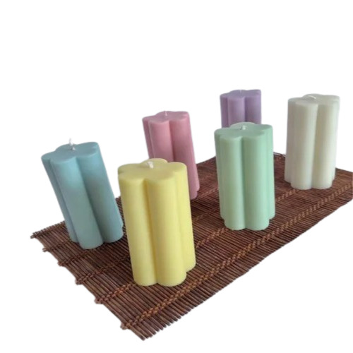 Flower Pillar Candle - Soy Wax, Handmade, Multicolor, Cylindrical | Scented, Cotton Wick, Art Candle for Home Decoration, Parties, Religious Activity