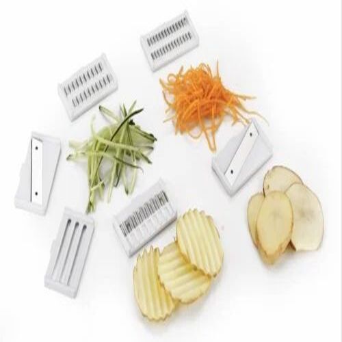 Ginger And Onion Manual Slicer - Stainless Steel 100 Kg/hr Capacity | White Color, 6 Blade Design