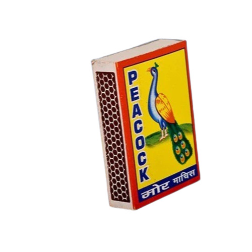 Peacock Match Box - Wooden Material, 49x35x12 mm Size | Brown Match Head, Ideal for Home Use, Lighting & Smoking