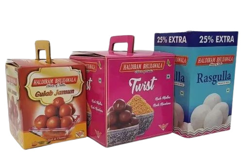 Rasgulla Packaging Box - Single Phase 2 Ply, 115 GSM Corrugated Paper | Multi Color Design, Ideal for Sturdy and Attractive Packaging