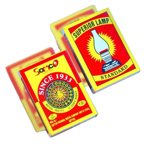 Superior Lamp Matchboxes - Wooden Material, 47x35x12 mm Size, Brown Match Heads | Ideal for Home, Lighting, Smoking Use