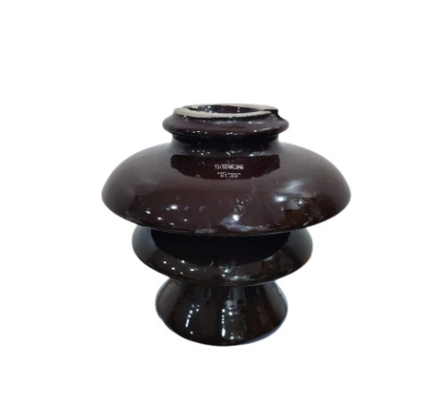 33 KV Pin Insulator - 10 KN Mechanical Strength, 680 mm Cantilever Dimension, Dark Brown High-Quality Porcelain, Smooth Finish, Weather and UV Resistant