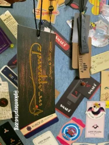 Designer Hang Tag - Paper Material, 1.5x3 Inches Size, Multicolor | Custom Die Cut, Matt/Laminated Finish, 0-1mm Thickness for Garment Use