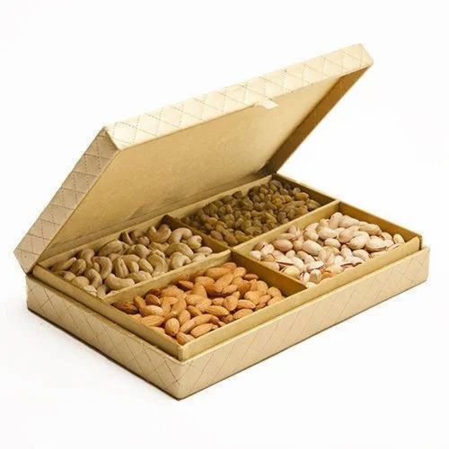 Dry Fruits Packaging Box - Cardboard, 500 gms Capacity, Rectangular Shape, Bio Degradable | Multi Color, 600 GSM Construction