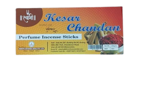 Kesar Chandan Incense Sticks - Bamboo, 10 Inch, Orange | 20 Minutes Burning Time, Eco-Friendly, Easy to Clean, Religious Use, 12-Month Shelf Life