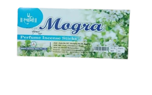 Mogra Perfume Incense Sticks - Cow Dung & Bamboo 22 cm Length Brown Color | Eco-Friendly Easy To Clean 20 Minutes Burning Time Jasmine Fragrance
