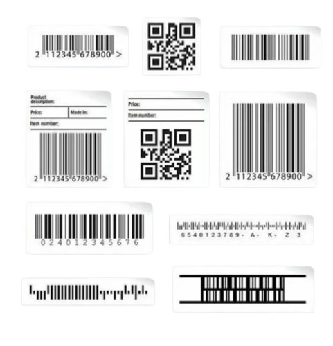 Printed Barcode Label - Paper, 2x1 Inch, Glossy Finish, White Color, Square Shape | Features: Adhesive, 80 GSM, Printed Design 