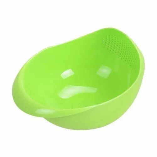 Rice Bowl Strainer - Plastic, 200 ml Capacity, 3 mm Thickness, Glossy Green Finish | Available in Multicolor, Customizable Size Options