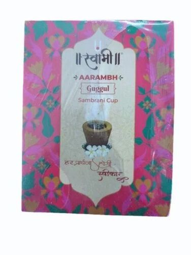 Swami Aarambh Guggul Sambrani Cup - Wooden, Brown Color, 30 Minutes Burning Time | Eco-Friendly, Easy to Clean, Indian Incense for Worship