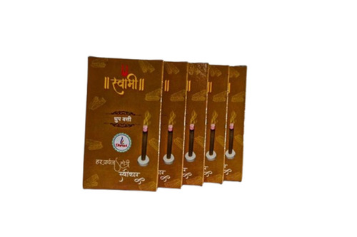 Swami Incense Dhoop Stick - Wood, 3 Inch Length, Brown Color, 20 Minutes Burning Time | Eco-Friendly, Easy to Clean, Sandalwood Fragrance, Religious Use