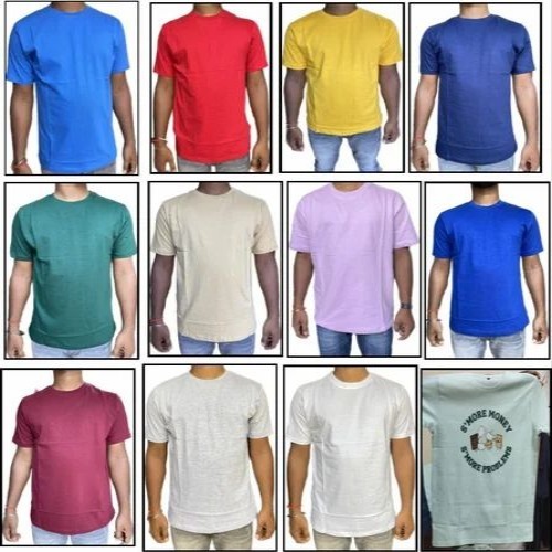 Cotton Plain T Shirt Round Neck - Color: All