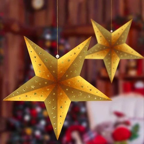 Hanging Star - Paper, 60x60 cm, Yellow | Eco-Friendly, Durable, Lightweight, Designer Hanging Decoration
