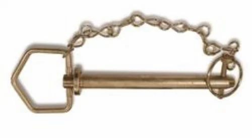 Hitch Pins With Chain - Mild Steel, 5x8 Inches | Durable, Polished Golden Finish, Manual Power Mode, 1 Year Warranty