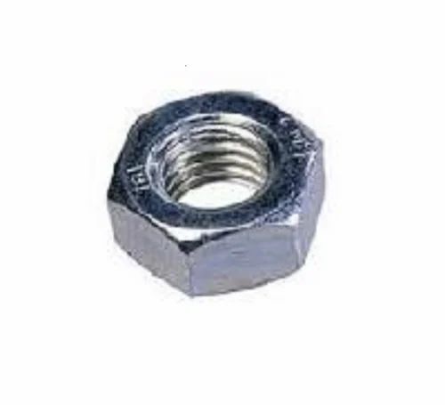 Metal Plain Nut - Mild Steel, Standard Size, Silver Color | Durable, Fine Finished, Long Lasting, Hexagon Head Type