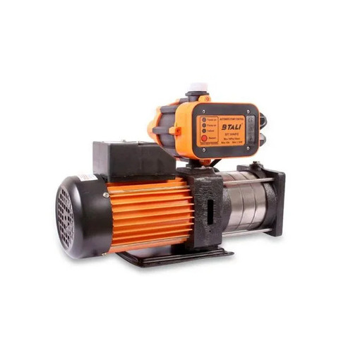 Silent Booster Pump - 1.10 KW Horsepower Multistage Pressure Technology | Automatic Electric Operation Orange Color Stainless Steel Impeller