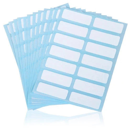 Rectangle Blank Sticker - Eco-Friendly, Sky Blue and White Color | Solvent Adhesive for Product Labeling