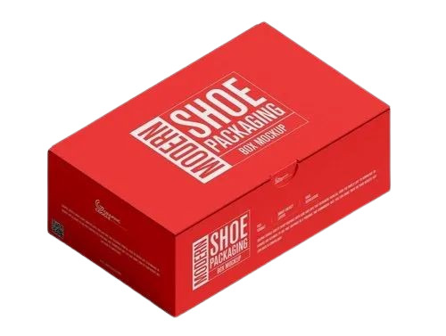 Shoes Packaging Box - Virgin Kraft Paper, 6 X 4 X 3 Inches, Red, Digital Printing, Moisture Proof, Biodegradable, Embossed Finish