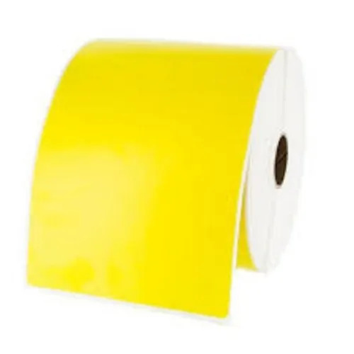 Yellow Color Label Sticker - Eco-Friendly Adhesive Label, Rectangular Shape, Plain Design | Solvent Adhesive, Ideal for Product Labeling