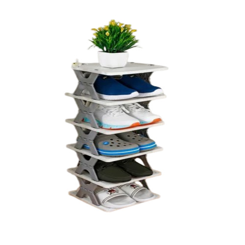 Plastic Shoe Rack - 5 Shelves, Colorful Glossy Finish | Attractive Design, Open Storage, Optimized Capacity